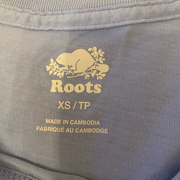 Roots Women’s Baby Blue T-Shirt With Logo - Picture 5 of 6
